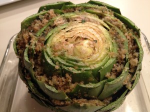 Stuffing an artichoke