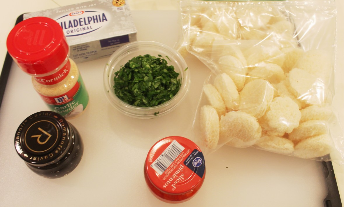 Ingredients for Watercress and cream cheese canapes
