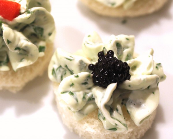 Watercress and caviar canape