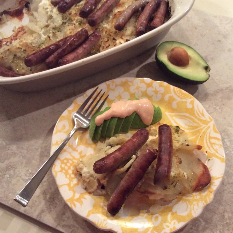 Scalloped Potatoes with Link Pork Sausage